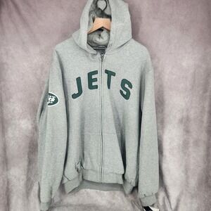 New York Jets  Gray NFL Pro Line Hoodie Full Zippered Jacket Mens XL NEW
